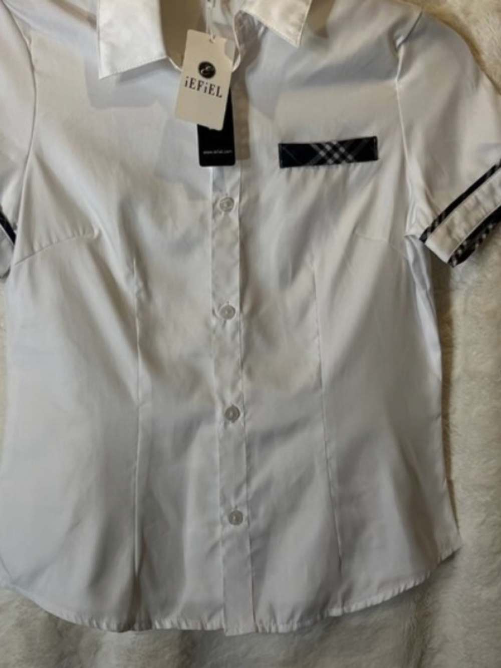 IEFIEL White School Girls Dress Shirts Uniform Anime Cosplay Costumes Uniform M